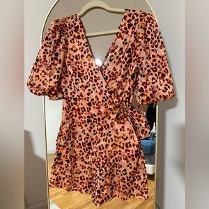 Guess Pink Leopard Print Romper